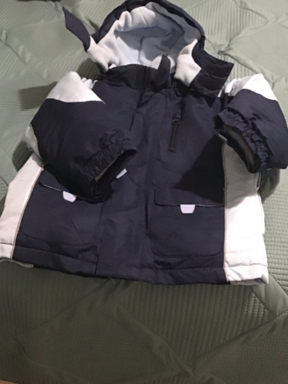 Kids Navy and White Hooded Winter Jacket
